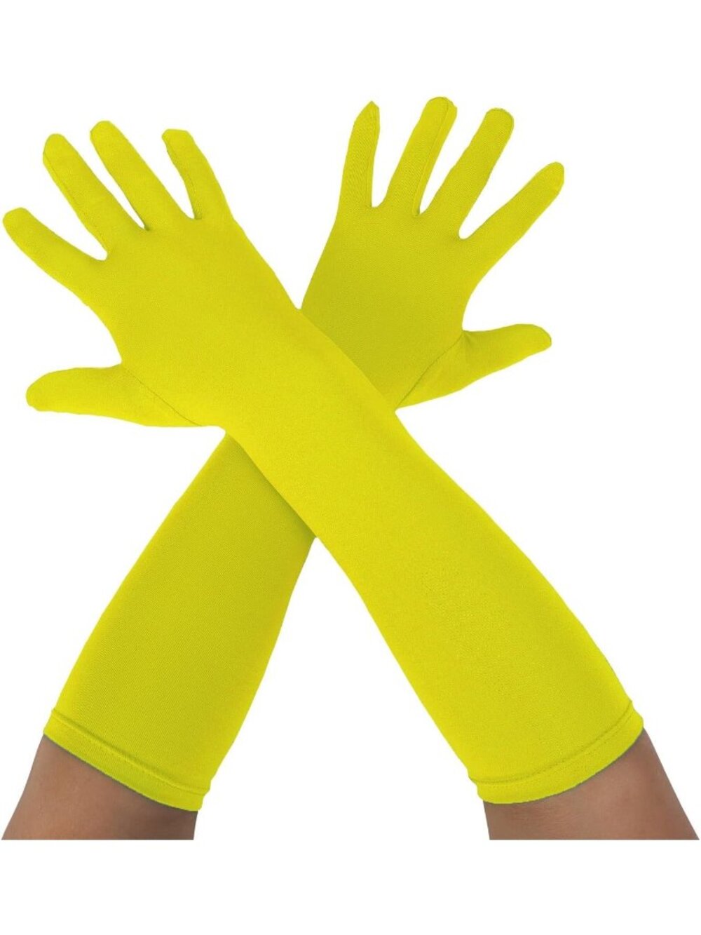 Women's Yellow Unisex 15" Long Elbow Spandex Costume Party Opera Gloves